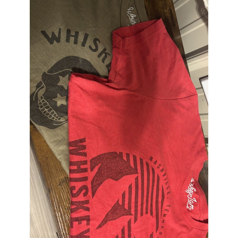 Set of 2 Whiskey Jam Nashville Graphic T-Shirts Olive and Red